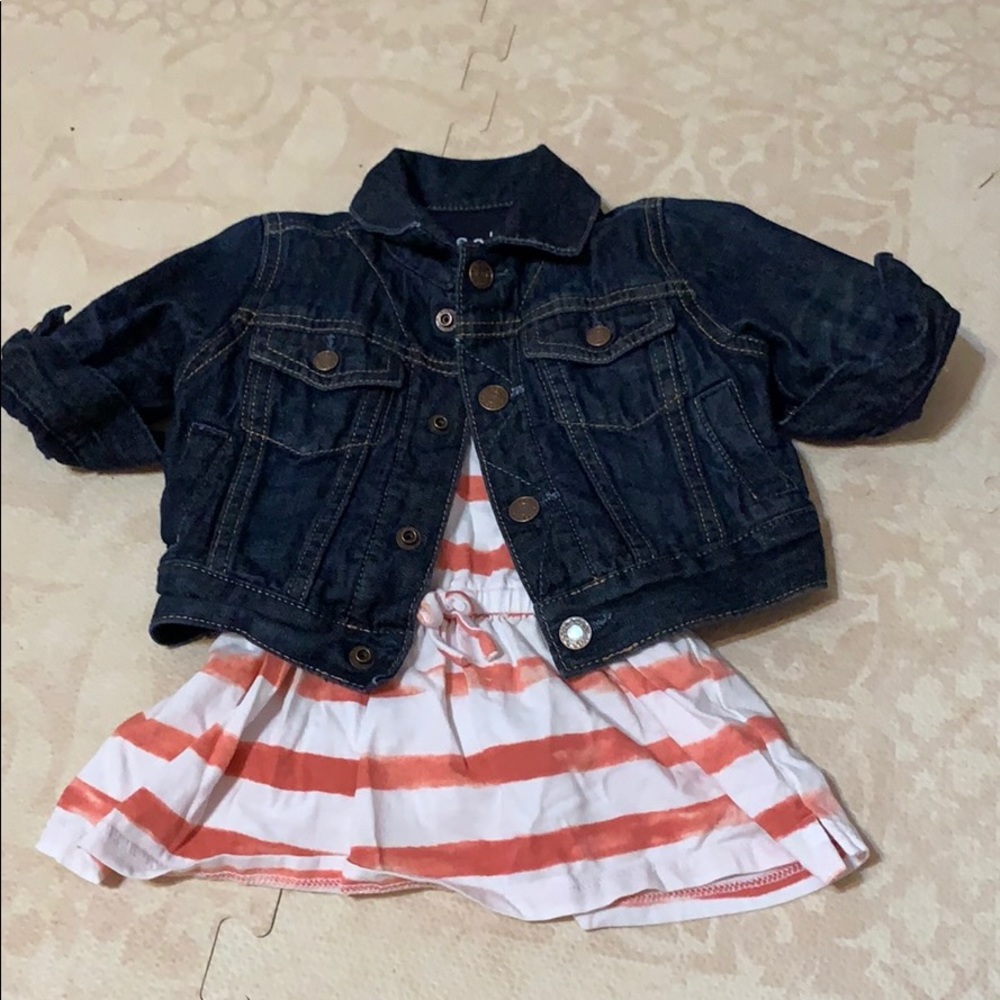 Jean coat and dress outfit